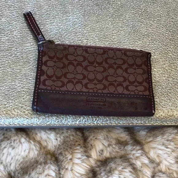 Coach Signature Key Pouch in Burgundy - Picture 6 of 6